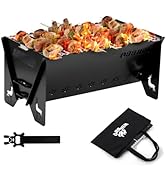 WILLBBQ Charcoal Grills Quality Portable Detachable Folding,Skewers Campfire Grill,Hibachi Backpa...