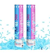 POPUPARTY 2 Pack Gender Reveal Confetti Cannon | No Powder Confetti Poppers | Ideal for Baby Boy ...