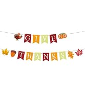 ANFEST Thanksgiving Celebration Banner, Colorful Give Thanks with Red, Orange, Golden Color, with...