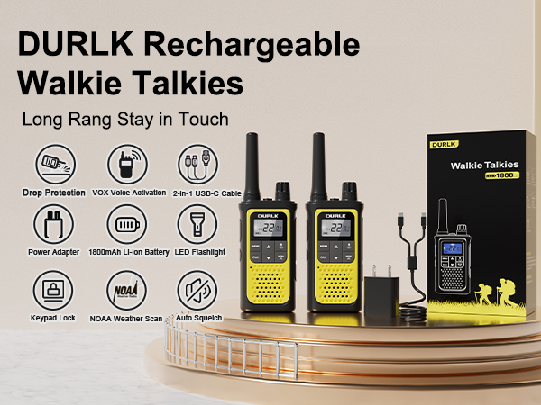 DURLK walkie talkies 2 pack