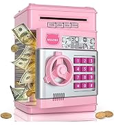 Mini ATM Toy Machine Fun Music Automatically Rolling Real Money with Password Code Lock Kids Elec...