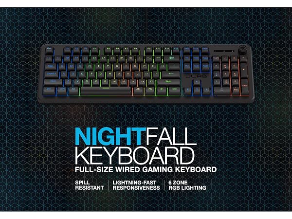 Nightfall keyboard rendering next to the nightfall main title text