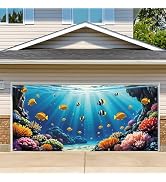13x6ft Underwater Marine Garage Flag, 3D Ocean Life Photography Background & Outdoor Decoration, ...