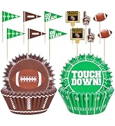Football Party Supplies: 96-Count Football Cupcake Liners & 96pcs Cupcake Toppe -Game Day, Birthd...