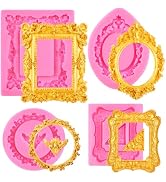Puyeipt 4 Pcs Photo Frame Silicone Molds, Vintage Picture Photo Frames Fondant Molds for Cupcake ...