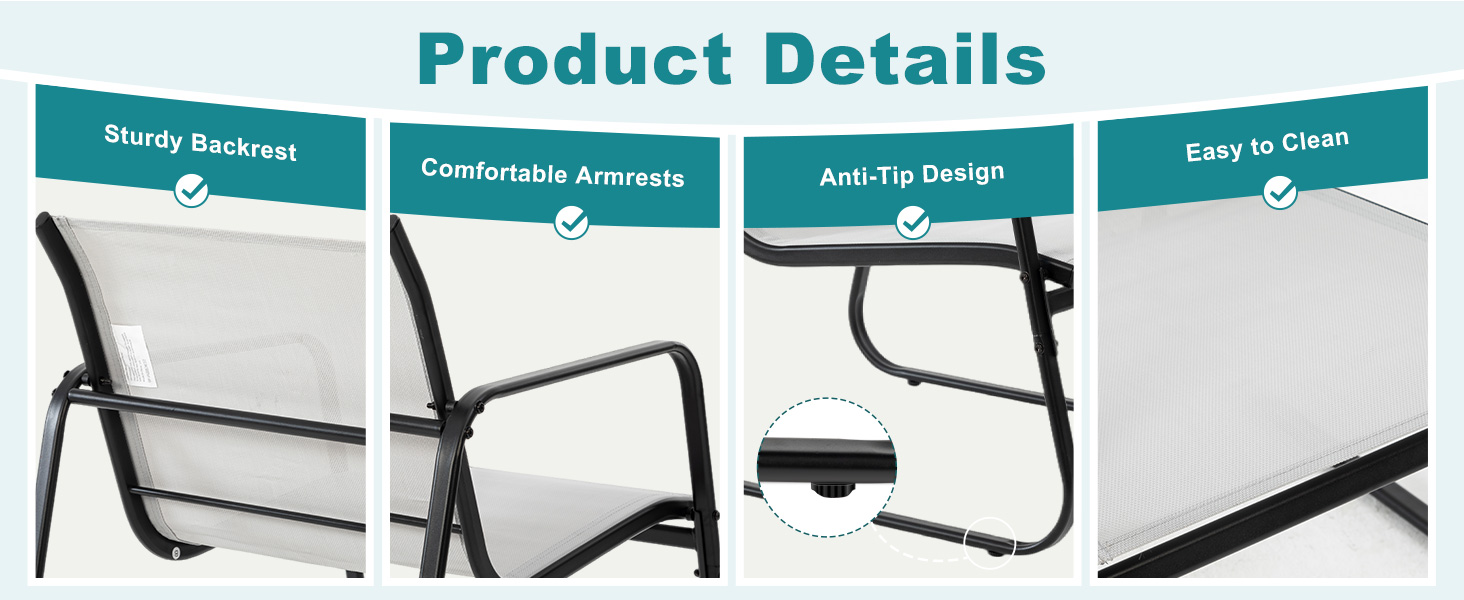 Sturdy Backrest, Comfortable Armrests, Anti-Tip Design, Easy to Clean