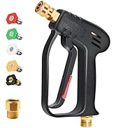 TOOLCY Short Pressure Washer Gun 4000 PSI, M22 14mm Inlet and M22 15mm Adapter for Gas & Electric...