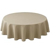Biscaynebay Textured Fabric Round Tablecloths 60" for Round Tables diameters from 28" to 48", Nat...