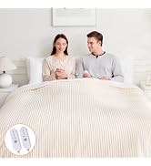 FVERWAG King Size Heated Blanket for Bed | Flannel To Sherpa, Double Zone Heating, 5 Heating Leve...
