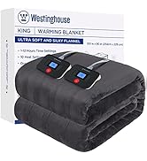 Westinghouse Electric Blanket King Size, Super Cozy Soft Flannel 100" x 90" Heated Blanket with 1...