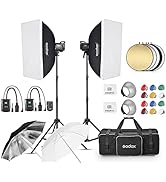 Godox 2pcs MS300V 600W Studio Strobe Flash Light Kit,2.4G Bowens Mount Lighting Flash GN58 5800K ...
