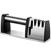 BOMANSI BOMS Kitchen Knife Sharpener, 4-Stage Manual Knife Sharpeners for Kitchen Knives & Scisso...
