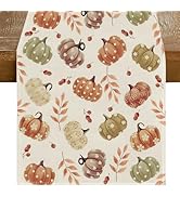 RABUSOFA Polka Dot Pumpkins Fall Maple Leaves Fall Table Runner,Seasonal Autumn Kitchen Dining Ta...