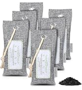 CLEVAST Activated Bamboo Charcoal Odor Absorber - 6 x 60g Air Purifying Bags Natural Fresh, Deodo...
