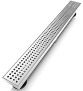 WEBANG 24 Inch Shower Linear Brushed Drain Rectangular Floor Drain with Accessories Square Hole P...
