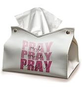 Bible Christian Tissue Box Cover Rectangle, Pink Prayer Decor Tissue Box Holder, Pray Over it Pra...