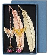 UpUDo 2 Pack Feather Metal Bookmarks Gifts for Birthday Christmas Valentine's Day Writers Teacher...