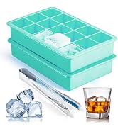 Silicone Ice Cube Trays for Freezer Set of 2, Square Ice Cubes Mold, Easy Release Silicone Old Fa...