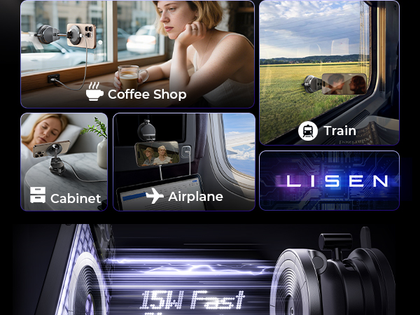 LISEN 15W Suciton Magsafe Car Mount Charger