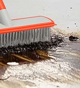 MAVRIZ Stainless Steel Concrete Brush with Long Handle - Heavy Duty Deck Brush for Concrete Clean...