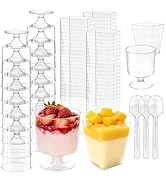 Slomg 200 Pack 5 oz Plastic Dessert Cups with Spoons, Disposable Parfait Shooter Pudding Jello Cu...