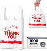 YoYoRain 1000PCS White “Thank You” T-Shirt Bags – Reusable & Disposable Grocery and Supermarket S...
