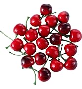 GOUDOGEDC 20pcs Artificial Cherries, Fake Fruit Decor Simulation Cherry Model Lifelike Fruit Cher...