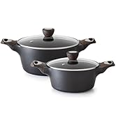 SENSARTE Nonstick Stock Pot with Lid, 2.6+4.5 QT Soup Pot Set Casserole Pot, Healthy Pasta Pot, L...