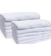 Towels N More 12 Pack 20x40 White Gym Towels, Small Bath Towels for Bathroom, Salon, Hair Dry, Sp...