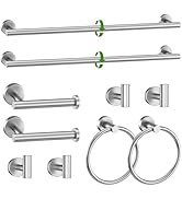 10-Piece Towel Bar Set Brushed Nickel Bathroom Hardware Accessories Set Includes 23.6in Towel Bar...