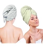 Simnice 2 Pack Extra Microfiber Hair Towel Wrap for Women,Super Soft Anti Frizz Hair Wrap Towels ...