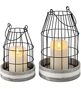 Homemory Farmhouse Lantern Decor, 2PCS Modern Candle Lantern Metal Rustic Candle Holder Home Deco...