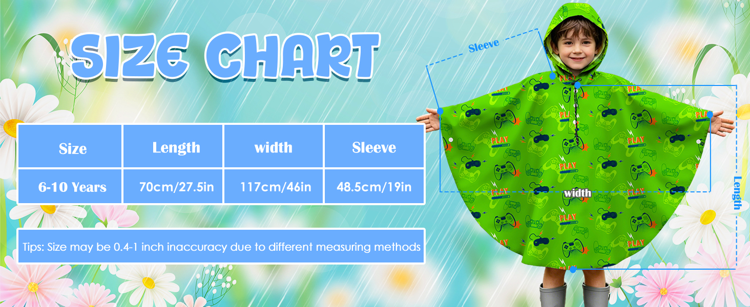 Kids Rain Poncho with Hooded