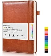 Leather Lined Journal Notebook for Writing,A5 100 GSM Thick Paper, Hardcover Journal for Woman Me...