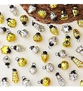 300 Pieces Glass Silver Gold Christmas Ornaments Decorative Mini Vintage Bulk Hanging Ornaments f...