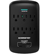 Monster Wall Tap Plug 6-Outlet Extender with Outlet Surge Protector for Home, Travel, Office, Hom...