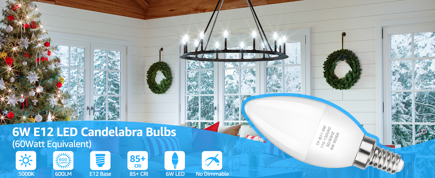 6W E12 LED Candelabra Bulbs