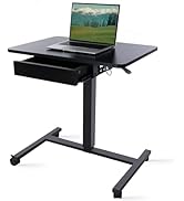 CLATINA Mobile Laptop Standing Desk, Height Adjustable Teacher Podium with Lockable Wheels, Adjus...