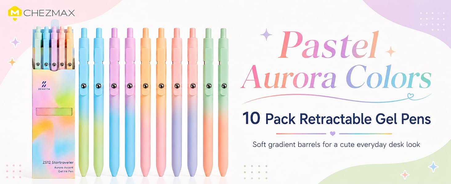 Gel Pens School Office Supplies - 10 Pcs 0.7mm Cute Black Ink Ballpoint