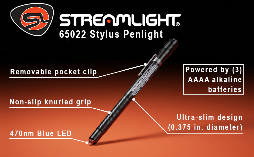 Streamlight 65022 Stylus Penlight, Black Shell with Blue LED