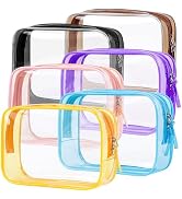 PLULON TSA Approved Toiletry Bag, 6 Pack Clear Toiletry Makeup Bag Cosmetic Bags Waterproof Quart...