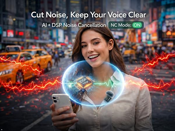 AI Noise Cancelling Wireless Mic for iPhone 15 Outdoor Vlog Clear Audio Wind Reduction