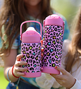 pink leopard water bottle
