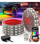 6Pcs Car Underglow Neon Accent Strip Lights 252 LEDs RGB 8 Color Sound Active Function Music Mode...