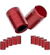 CKAuto Tire Valve Stem Caps, Red, 10 pcs/Pack, Anodized Aluminum Tire Cap Set, Corrosion Resistan...