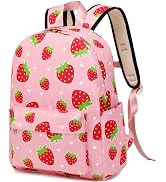 AUIVTY Girls Backpack Strawberyy Kids Backpack for Peschool Kindergarten Elementary 15 Inch Water...