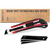 Berkling 18mm Retractable Utility Knife with 4x SK2H Snap Off Black Spare Blades (18mm 1 PACK)
