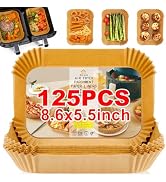 Air Fryer Liners Disposable, Rectangular Parchment paper for Ninja 2-Basket Air Fryer, 125Pcs Nat...