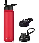 mininoo 24 oz Insulated Water Bottle with Straw, Stainless Steel Double Wall Vacuum Thermos with ...