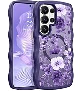 GUAGUA for Samsung Galaxy S26 Ultra Case, Magnetic Cases Cute Flower Pattern Wavy Edge Full Camer...